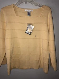 Womans GEOFFREY BEENE SPORT Soft Saffron Knit Sweater 100% Cotton Size XL (new) - Picture 1 of 4