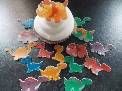 SHARONS EDIBLE BUTTERFLIES 16 PRECUT Dinosaurs in Bold colours edible wafer/rice paper cake/cupcake toppers