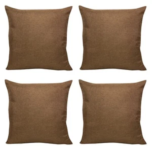 Set of 4 FILLED CUSHION Quality Plain Caramel Brown Home Decor Pillowcase 18x18" - Picture 1 of 10