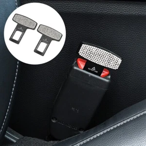 2pcs White Diamond Universal Fit Car Seat Belt Clips for Most Cars - Picture 1 of 12
