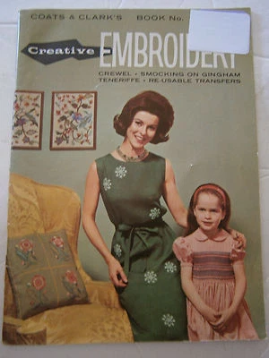 1963 Coats & Clark's Creative Embroidery Pattern Booklet #143 Crewel Smocking  - Image 1 of 4
