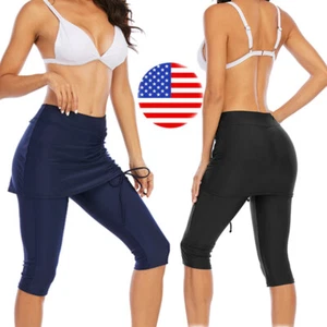 2021 NEW Skirted Swim Capris Women Layered Swimming Skirt with Leggings Pants - Picture 1 of 14