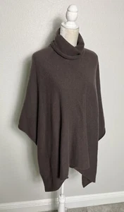 Inhabit 100% Cashmere Turtleneck Poncho Cape Shawl Sweater Brown Oversized S - Picture 1 of 11