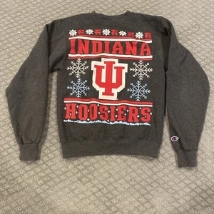 IU Hoosiers Champion Eco fleece “Christmas Sweater” Sweatshirt XS Unisex EUC - Picture 1 of 13