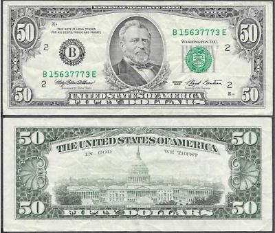 Vintage 1993 US $50 Fifty Dollar Bill (New York City Federal Reserve Banknote) - Image 1 of 4