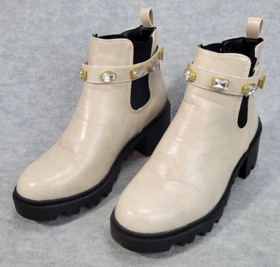 Botines Nicole Miller color crema con tacón con joyas para mujer talla 7,5 Foto 1 de 4