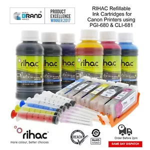 RIHAC Refillable Cartridge for Canon PGI-680 CLI-681 TS8160 TS8260 TS8360 TS9160 - Zdjęcie 1 z 7