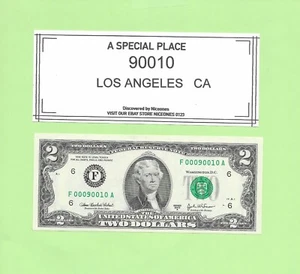 ZIP CODE '90010' .. LOS ANGELES, CALIF.  .. 2003A ..UNCIRC $2  F 000 90010 A - Picture 1 of 1