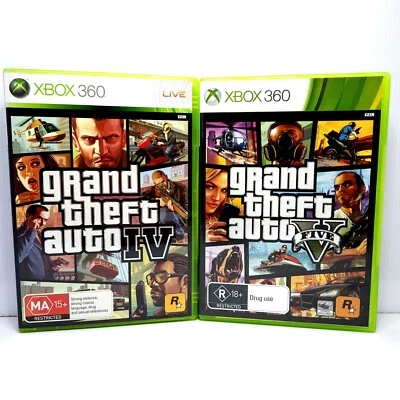 Grand Theft Auto V (GTA 5) & Grand Theft Auto IV Microsoft Xbox 360 Games PAL - Image 1 of 4