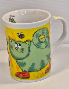 Taza de té café maullido gato blanco y negro abeja gato verde con zapatos 300 ml - Imagen 1 de 7