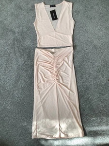 **BRAND NEW DESIGNER NEW ONE SUMMER PEACH SKIRT & TOP SET SIZE 8** - Picture 1 of 1