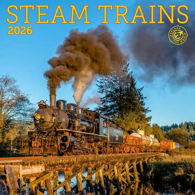 Calendario de pared Ziga Media, Steam Trains 2026, 12"" X 12", calendario de 16 meses con Foto 1 de 4