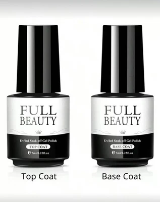 Base Coat Et Top Coat Vernis Gel UV Semi-Permanent 2 pcs 7ml Manucure - Bild 1 von 4