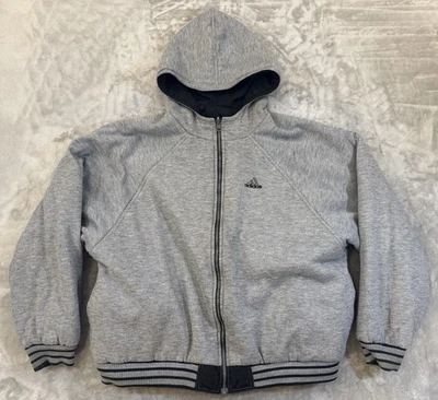 VTG Adidas Jacket Mens XL Black Gray Reversible Windbreaker Full Zip Hooded Y2K - Image 1 of 4