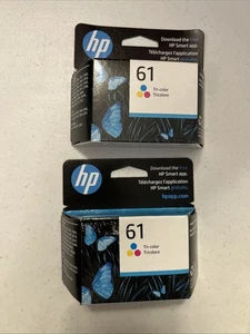 2 GENUINE HP 61 Ink Cartridge Tricolor Replacement Desk Jet Office Jet Envy New - Picture 1 of 5