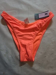 Women's V-Front Extra High Leg Extra Cheeky Bikini Bottom Wild Fable Orange S - Picture 1 of 5