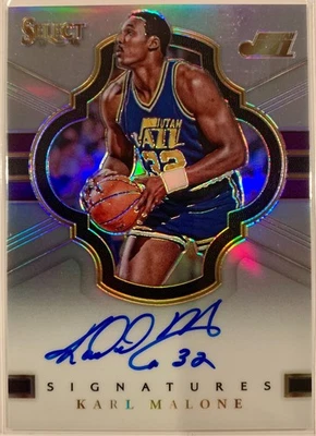 Karl Malone 2017-2018 Panini Select Signatures Prizm SIG-KM On Card Auto SSP /49 - Image 1 of 2