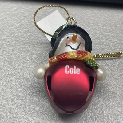 Ganz Jingle Bell Snowman Christmas Ornament Pre-Personalized "Cole - Image 1 of 4