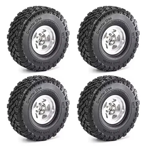 4pcs 120mm 1.9" Metal Beadlock Wheel Rim Rubber Tire Set for 1/10 RC Crawler Car - Picture 1 of 43