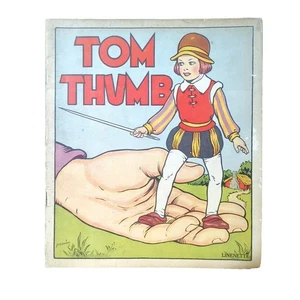 Tom Thumb 1940s Sam'l Gabriel Sons No 430 Vintage Fairy Tales Linenette Books - Imagen 1 de 4