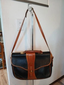 VTG DOONEY & BURKE PEBBLED BRIEFCASE/ MESSENGER BAG BLACK/ TAN- GUC! - Picture 1 of 7