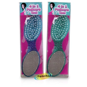 2x Foot Factory 4in1 Pedicure Tool Feet Care Brush Pumice Buffer Smoothing File - Picture 1 of 1