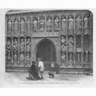 EXETER West Screen of the Cathedral - Antique Print 1861