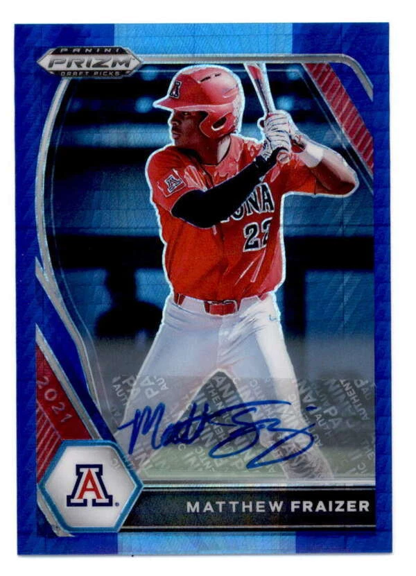 MATTHEW FRAIZER 2021 PRIZM DRAFT PICKS ROOKIE BLUE HYPER PRIZMS AUTO RC BF1343 - Image 1 of 1