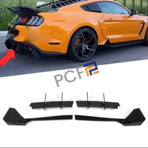 For Ford Mustang 2015-2021 Rear Bumper Lip Diffuser Shark Fins Splitter Kit - Picture 1 of 12