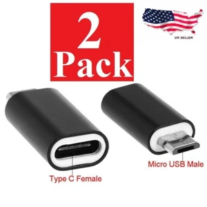 2 Pack USB 3.1 Type C Female to Micro USB Male Adapter Converter Connector USB-C - Picture 1 of 1