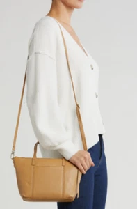 HOBO Kingston Leather Mini Tote Crossbody Bag in TAN CINNAMON MADE IN ITALY NWT - Picture 1 of 7