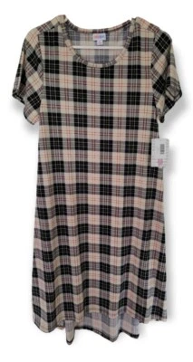 Vestido Lularoe Tartán Cuadros Mediano Carly Swing M Tostado Tomate Rojo Negro Amarillo NUEVO Foto 1 de 4