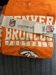 Denver Broncos Large Kids 14/16 T Shirt Short Sleeve NFL Football 2 Pack - Picture 1 of 5