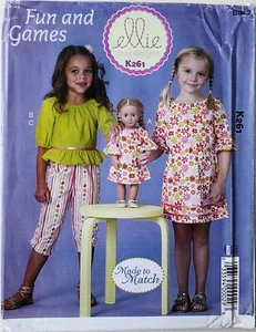 Ellie Mae K261 Vestito Bambina Top Capris 18" Bambola Vestito Motivo Cucito Tg 3-10 - Foto 1 di 1