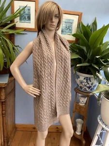 BNWT F & F Mid Brown Long Cable Knitted Scarf 70" x 11" inches - Picture 1 of 9