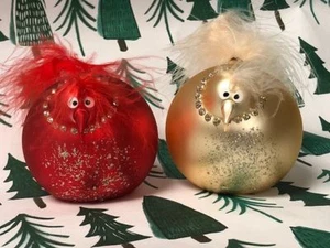 Pier 1 European Glitter Love Birds Decorazioni Natalizie Centrotavola Set di 2 - Foto 1 di 6