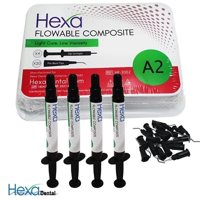 Hexa A2 Flowable Composite Light Cure, Low Viscosity (4 x 2gm Syringes, 20 Tips) - Image 1 of 4