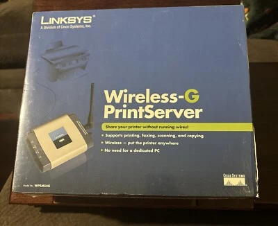 CISCO LINKSYS WPSM54G WIRELESS-G PRINT SERVER SEALED - Image 1 of 4