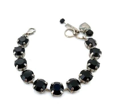 Pulsera Mariana Atractiva Negro Jet Cristales Austriacos Mis Tesoros Coll. Foto 1 de 3