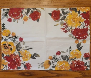 Cynthia Rowley Set Of 4 Floral Placemats with Embroidered Accents 19"X 13 3/4" - Picture 1 of 6