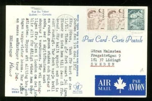Arctic Antarctic A57 Canada Rue du Tresor QUEBEC Postcard used 1972 Air Mail - Picture 1 of 2
