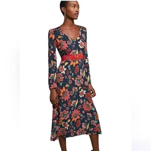 Aldomartins Midikleid Damen M Millefluer gestreift Blumen Maximalist Stretch - Bild 1 von 9