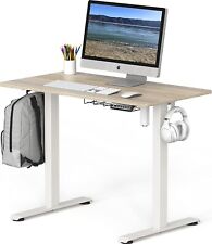 Standing Desk Height Adjustable Electric Sit Stand Table with Hanging Hooks and