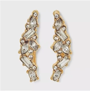 SUGARFIX by BaubleBar Crystal Cluster Ear Crawlers Earrings NEW Prom Formal - Picture 1 of 6