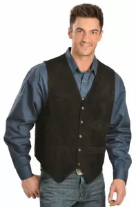 Scully Men's Calfskin Suede Snap Front Black Vest L42016 Size S - Picture 1 of 2