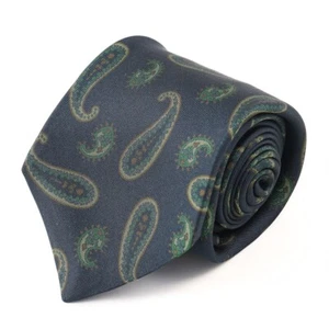 Kiton Napoli 7-Fold Dark Teal Green Paisley Print Silk Tie NWT - Picture 1 of 6