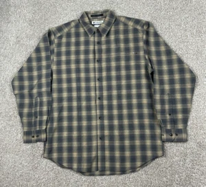 Columbia Hemd Herren Medium grau gelb kariert Knopfleiste Langarm Reißverschlusstasche - Bild 1 von 11