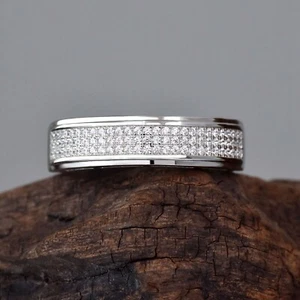 VVS1 Moissanit Pinky Ring Herren Hochzeit Jahrestag Band 14K Weißgold vergoldet - Bild 1 von 8