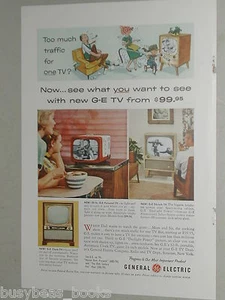1955 General Electric TELEVISION SETS advertiseme, Portable Television, Clock-TV - Foto 1 di 3