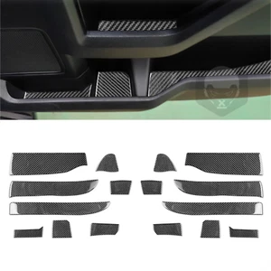 Cubierta de moldura de almohadillas de ranura de puerta de fibra de carbono real negra para Ford F150 F-150 2015-2020 - Imagen 1 de 9